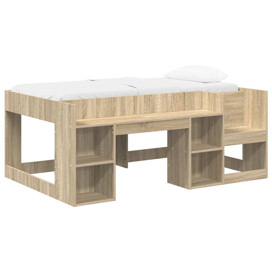 Jeugd bedframe met opbergruimte Sonoma Eiken 80 x 160 cm