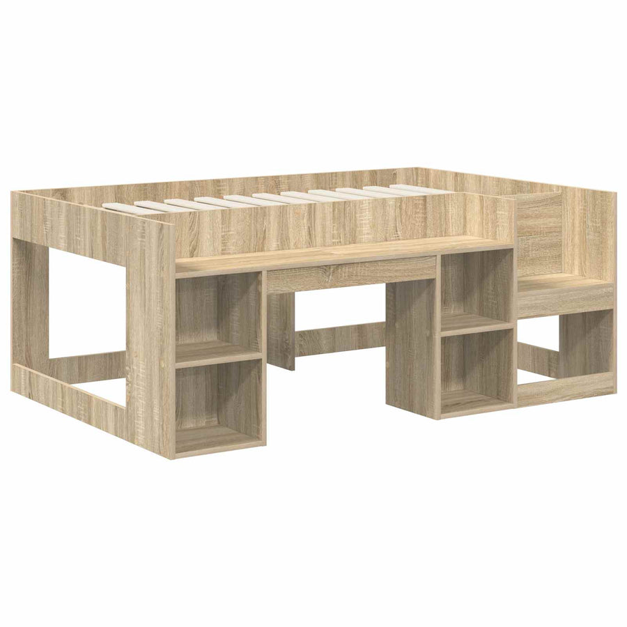 Jeugd bedframe met opbergruimte Sonoma Eiken 80 x 160 cm