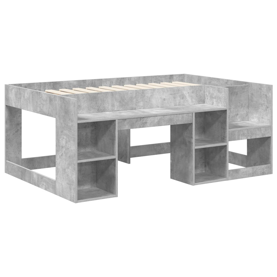 Jeugd bedframe met opbergruimte Betongrijs 80 x 160 cm