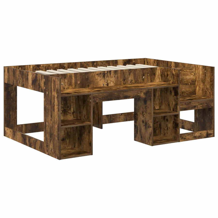 Jeugd bedframe met opbergruimte Gerookt eiken 80 x 160 cm