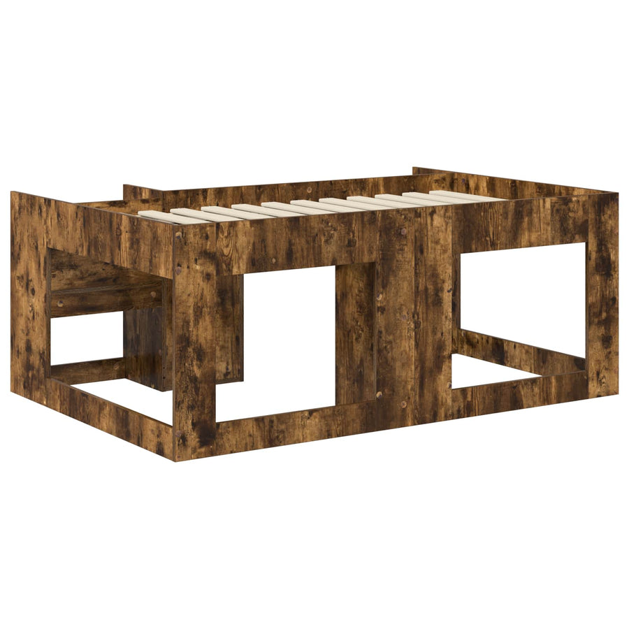 Jeugd bedframe met opbergruimte Gerookt eiken 80 x 160 cm