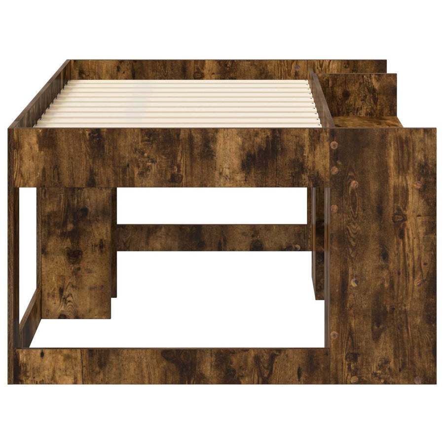 Jeugd bedframe met opbergruimte Gerookt eiken 80 x 160 cm