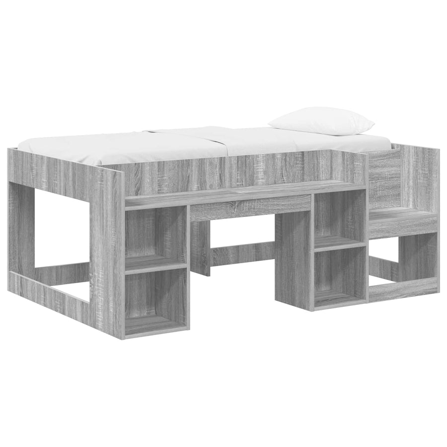Jeugd bedframe met opbergruimte Grijs Sonoma 80 x 160 cm