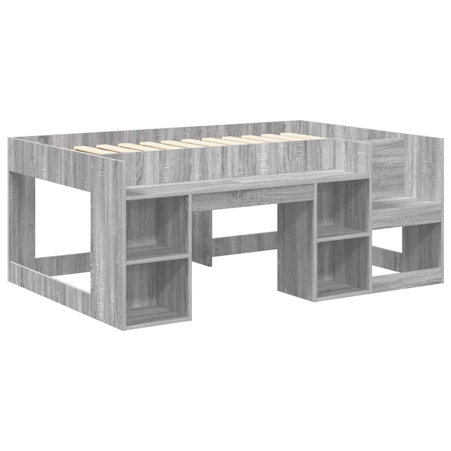 Jeugd bedframe met opbergruimte Grijs Sonoma 80 x 160 cm