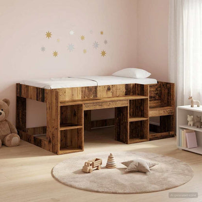 Jeugd bedframe met opbergruimte Oud hout 80 x 160 cm