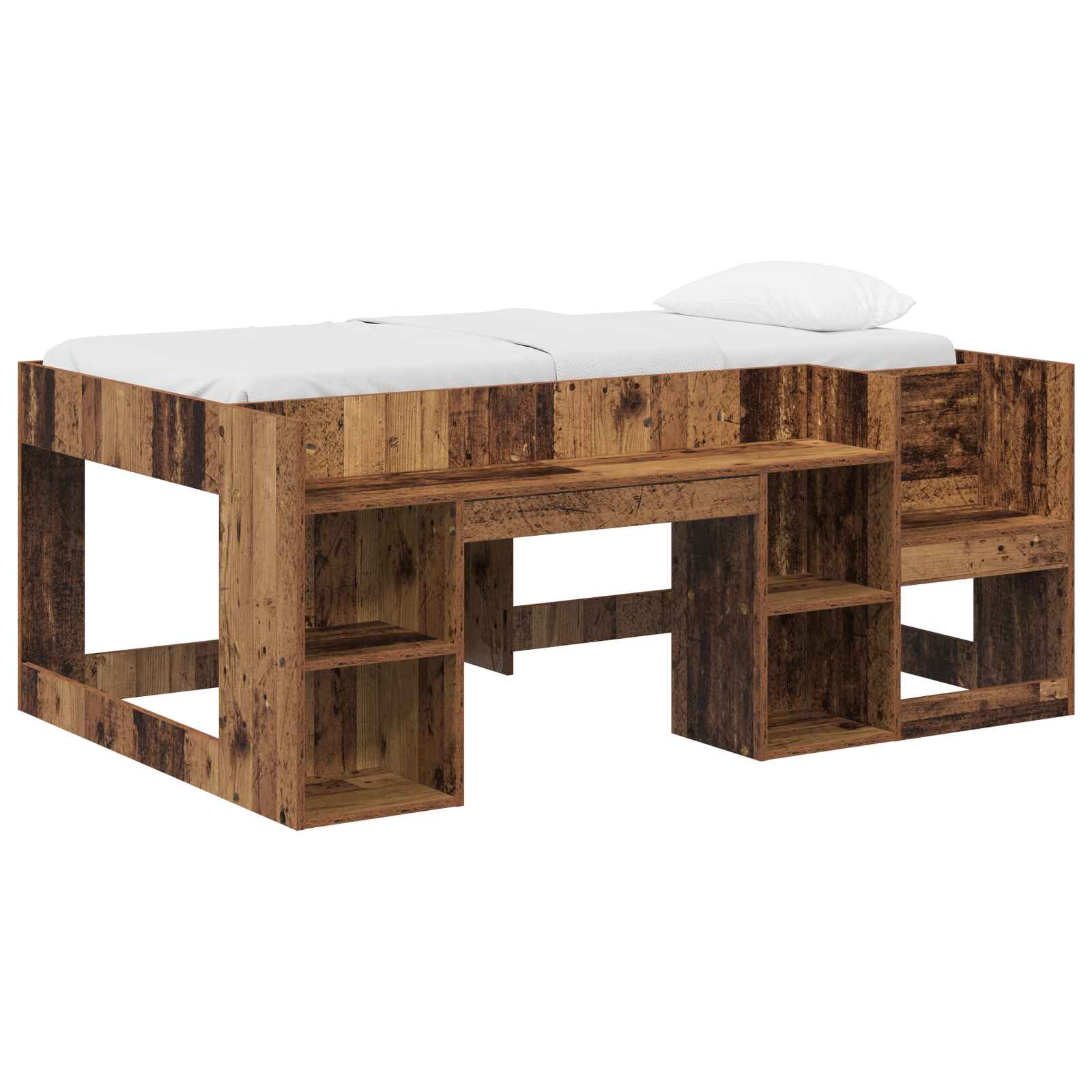 Jeugd bedframe met opbergruimte Oud hout 80 x 160 cm