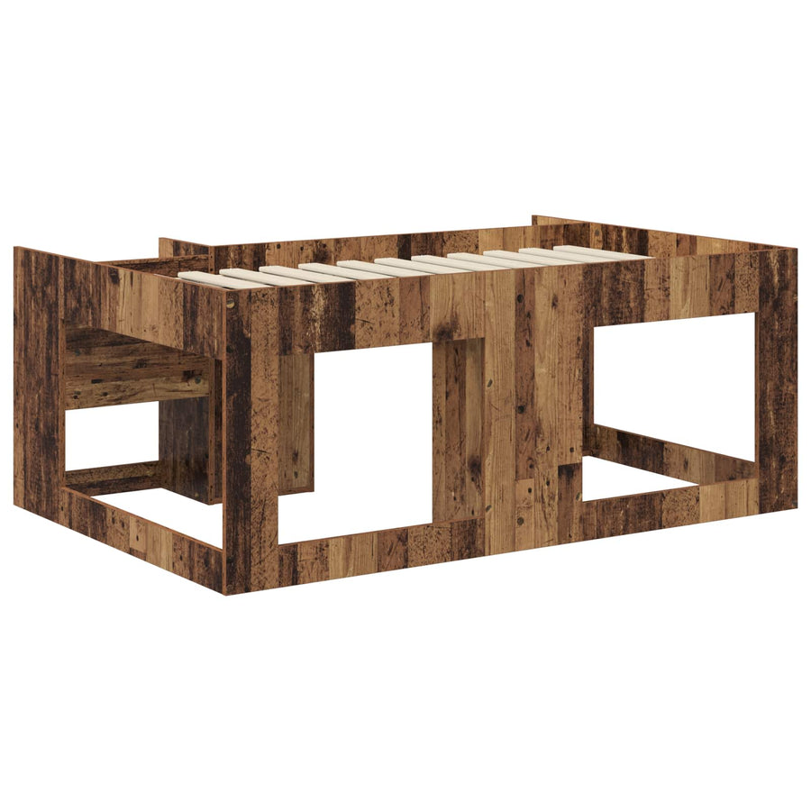 Jeugd bedframe met opbergruimte Oud hout 80 x 160 cm