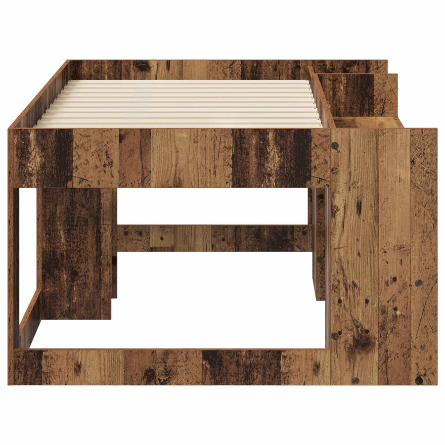 Jeugd bedframe met opbergruimte Oud hout 80 x 160 cm