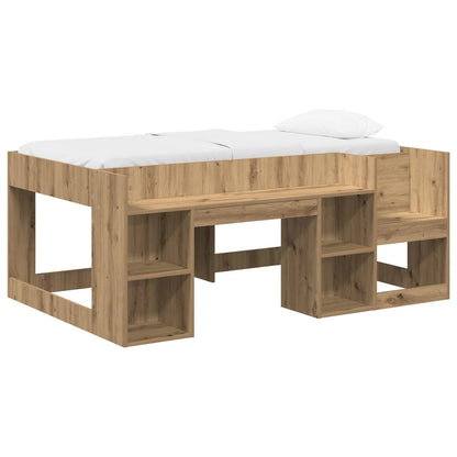 Jeugd bedframe met opbergruimte Artisanaal eiken 80 x 160 cm