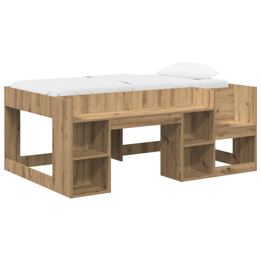 Jeugd bedframe met opbergruimte Artisanaal eiken 80 x 160 cm