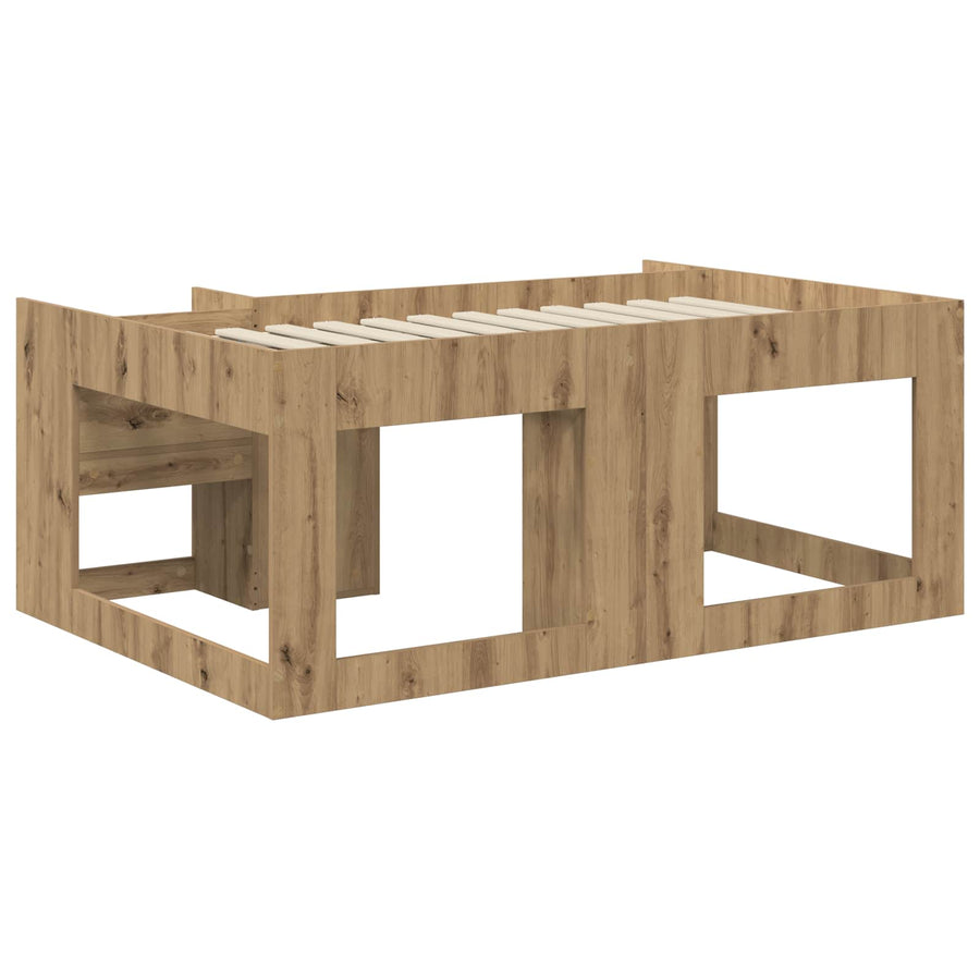 Jeugd bedframe met opbergruimte Artisanaal eiken 80 x 160 cm