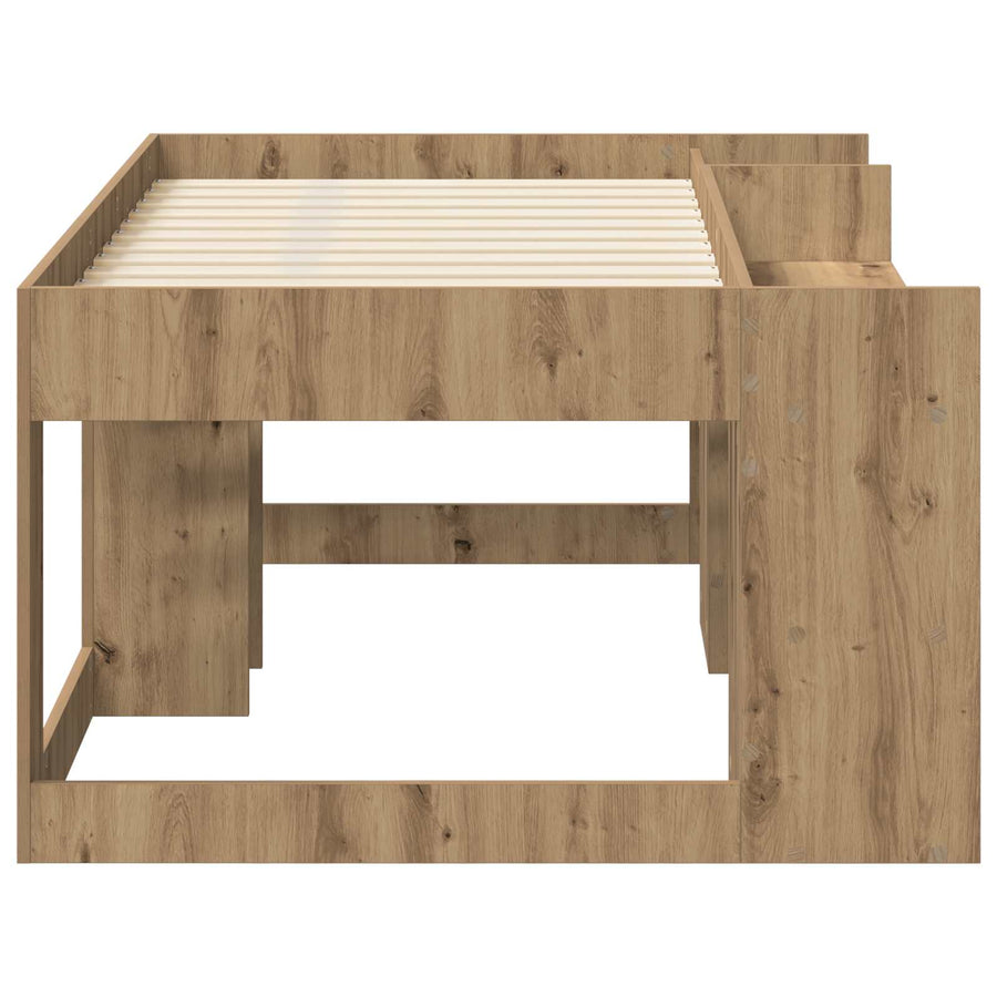 Jeugd bedframe met opbergruimte Artisanaal eiken 80 x 160 cm