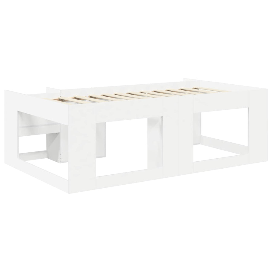 Jeugd bedframe met opbergruimte Wit 90 x 190 cm Bewerkt hout
