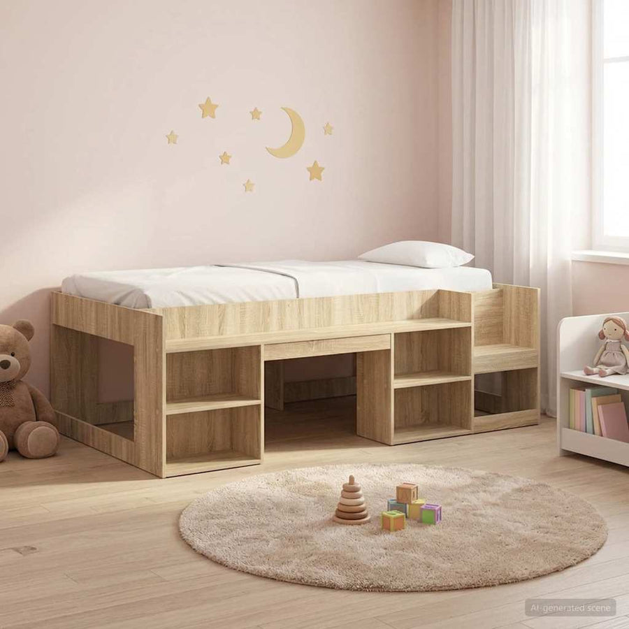 Jeugd bedframe met opbergruimte Sonoma Eiken 90 x 190 cm