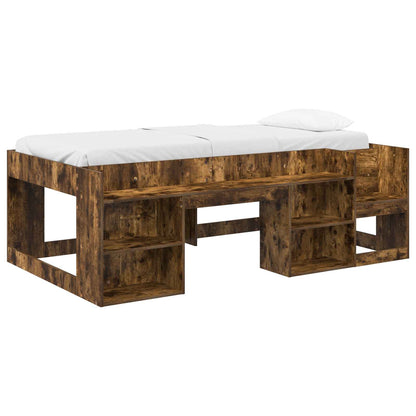 Jeugd bedframe met opbergruimte Gerookt eiken 90 x 190 cm