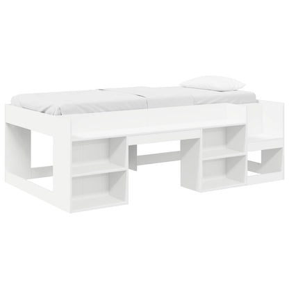 Jeugd bedframe met opbergruimte Wit 75 x 190 cm Bewerkt hout