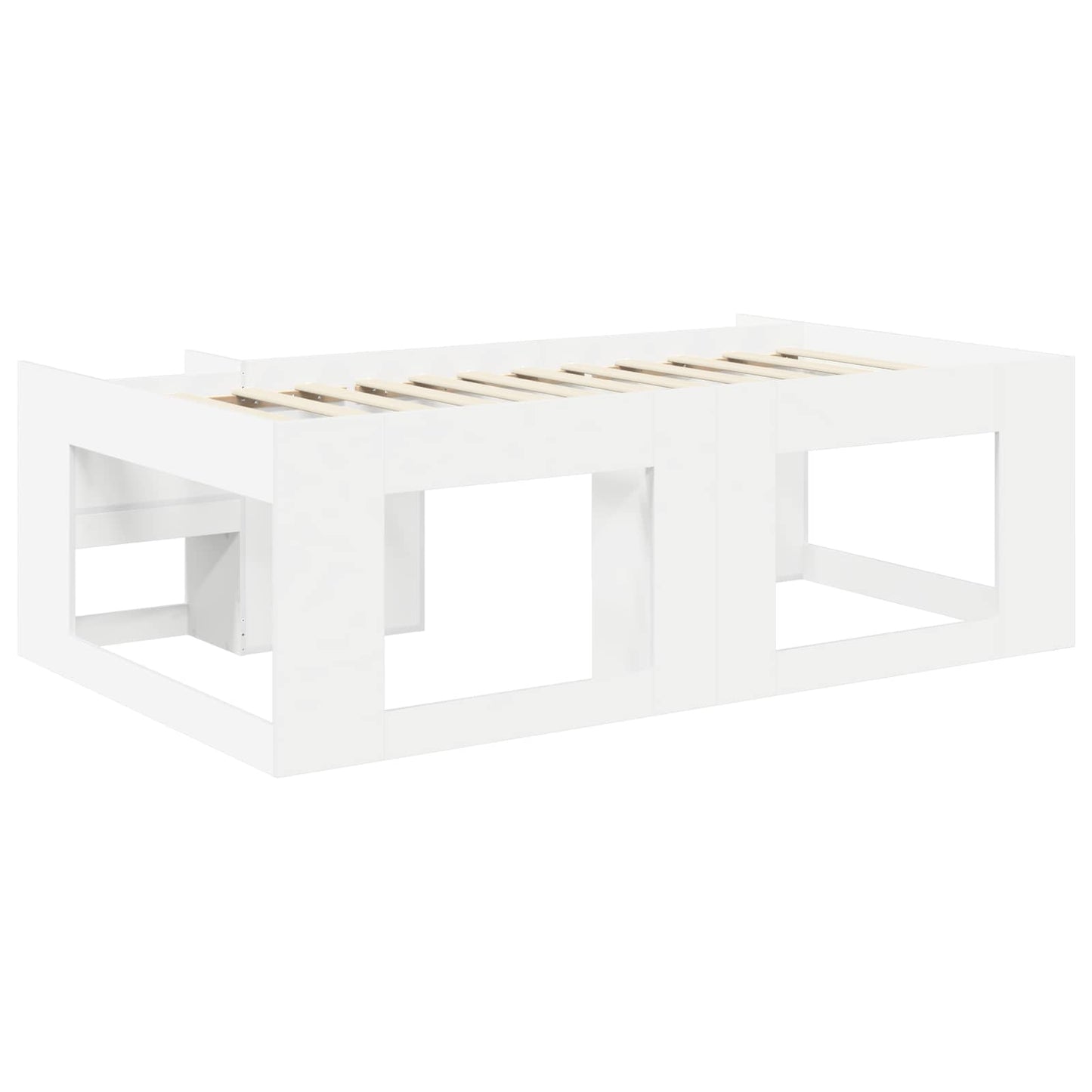 Jeugd bedframe met opbergruimte Wit 75 x 190 cm Bewerkt hout