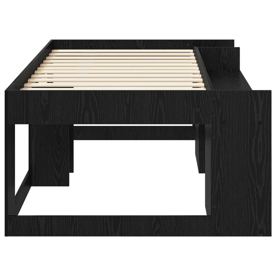 Jeugd bedframe met opbergruimte Zwart eiken 75 x 190 cm