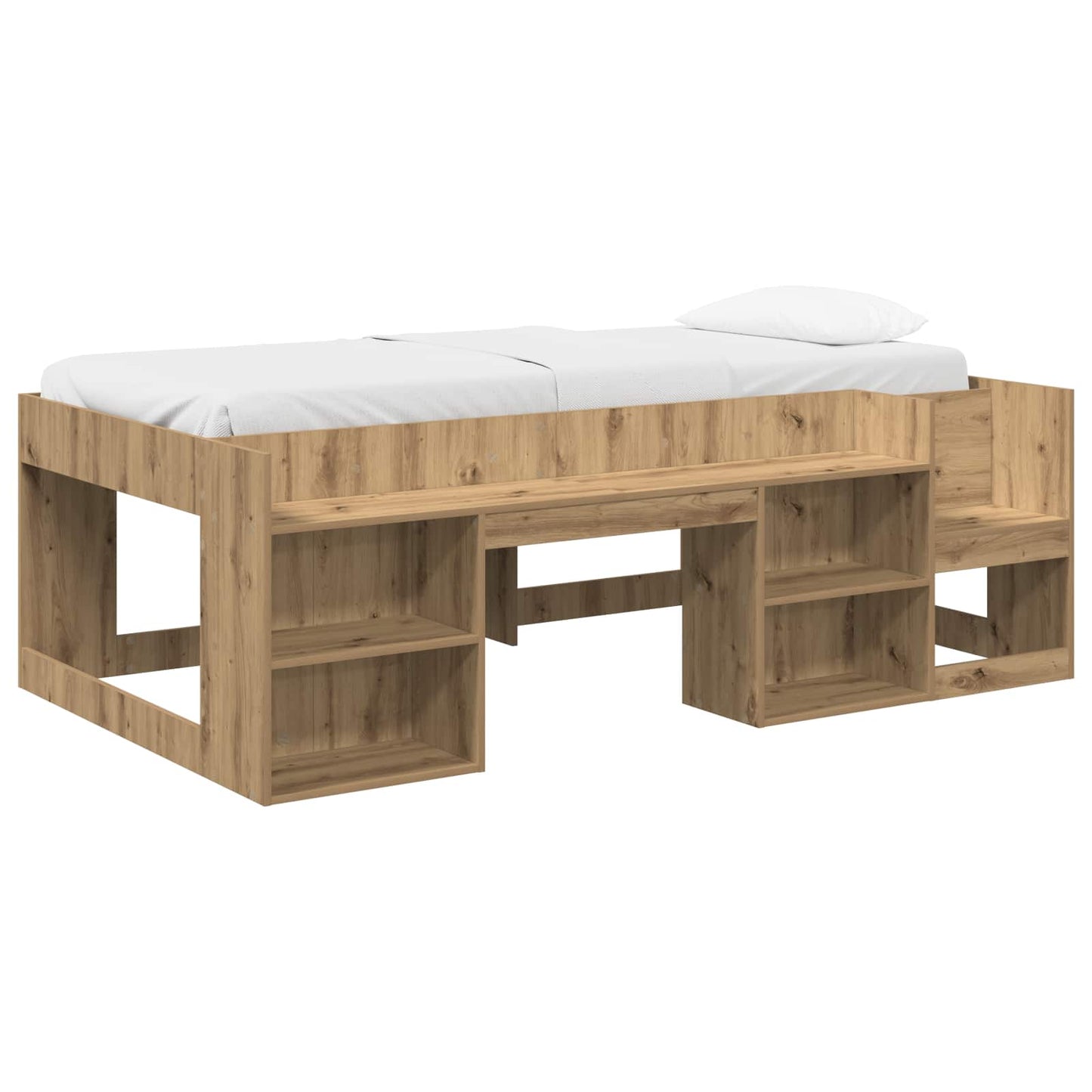 Jeugd bedframe met opbergruimte Artisanaal eiken 75 x 190 cm