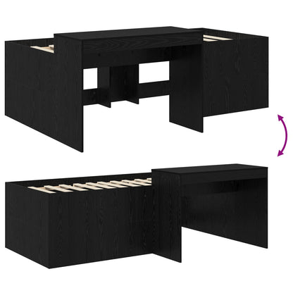 Hoge Bed Frame met Bureau voor Kinderen Zwart 80 x 200 cm