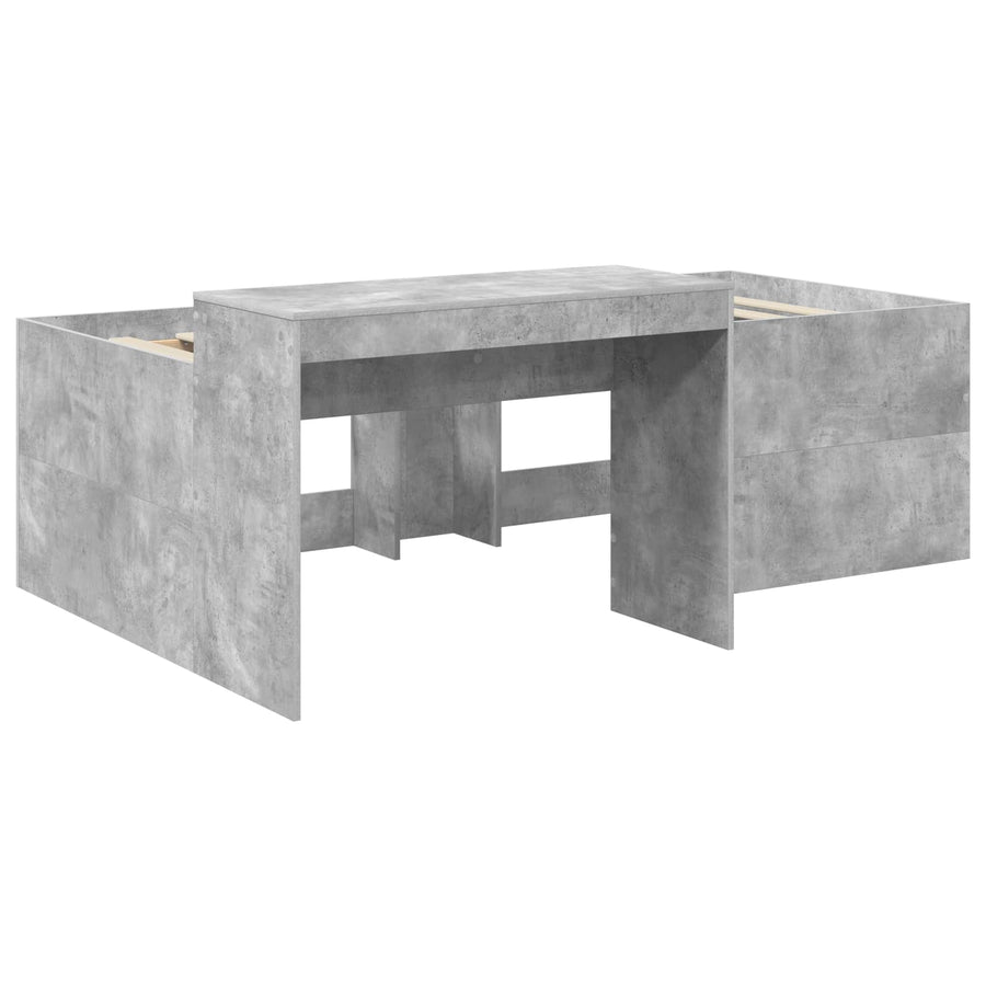 Hoge Bed Frame met Bureau voor Kinderen Betongrijs 80 x 200 cm