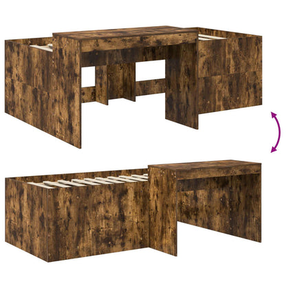 Hoge Bed Frame met Bureau voor Kinderen Gerookt eiken