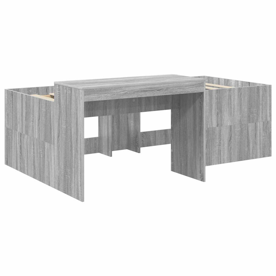 Hoge Bed Frame met Bureau voor Kinderen Grijs Sonoma