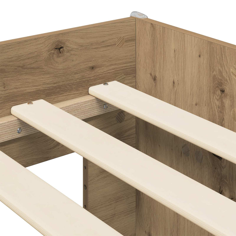 Hoge Bed Frame met Bureau voor Kinderen Artisanaal eiken