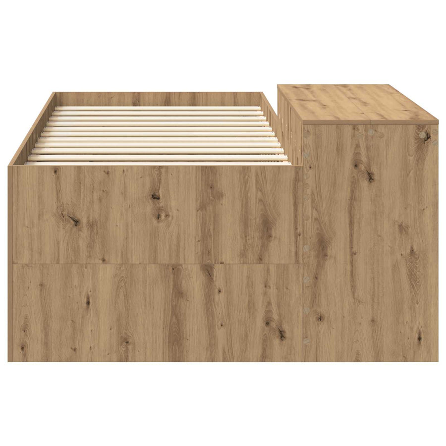 Hoge Bed Frame met Bureau voor Kinderen Artisanaal eiken