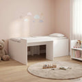 Hoge Bed Frame met Bureau voor Kinderen Wit 90 x 200 cm