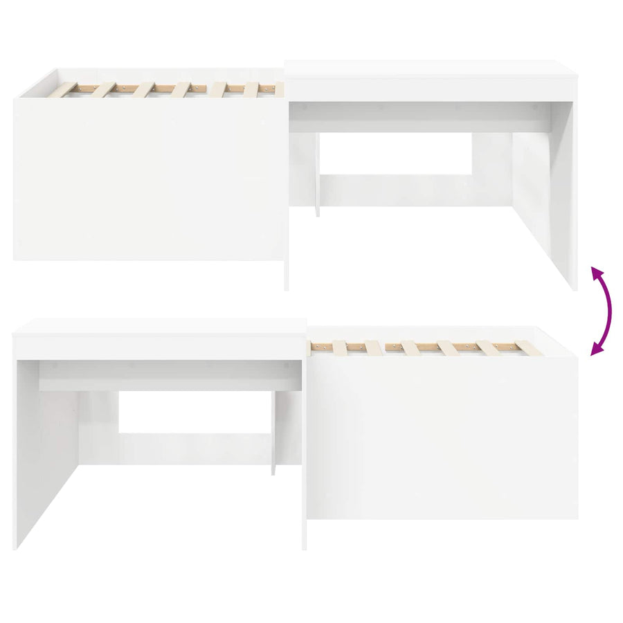 Hoge Bed Frame met Bureau voor Kinderen Wit 90 x 200 cm