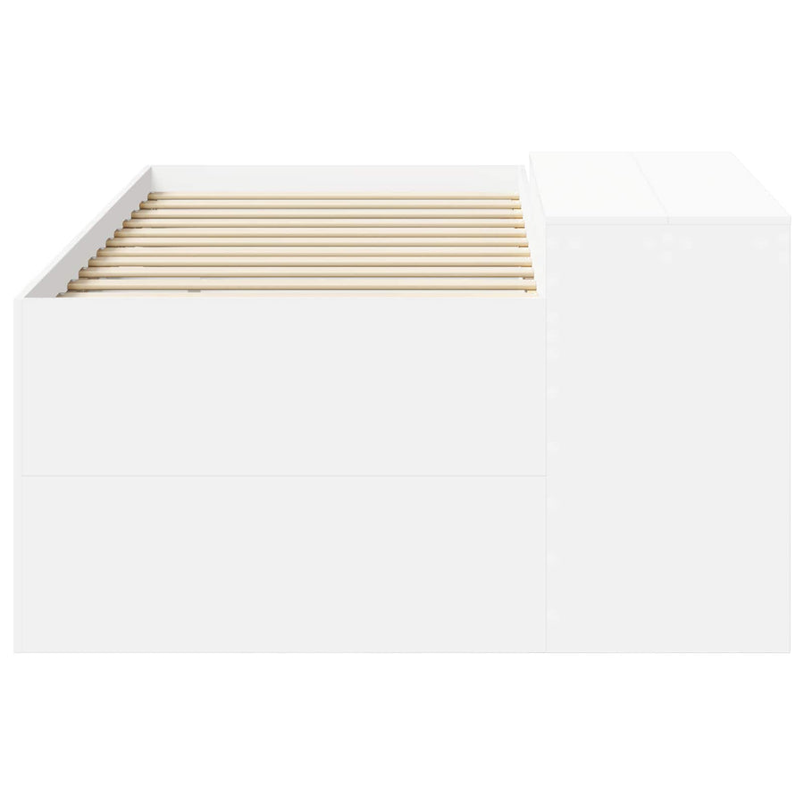 Hoge Bed Frame met Bureau voor Kinderen Wit 90 x 200 cm