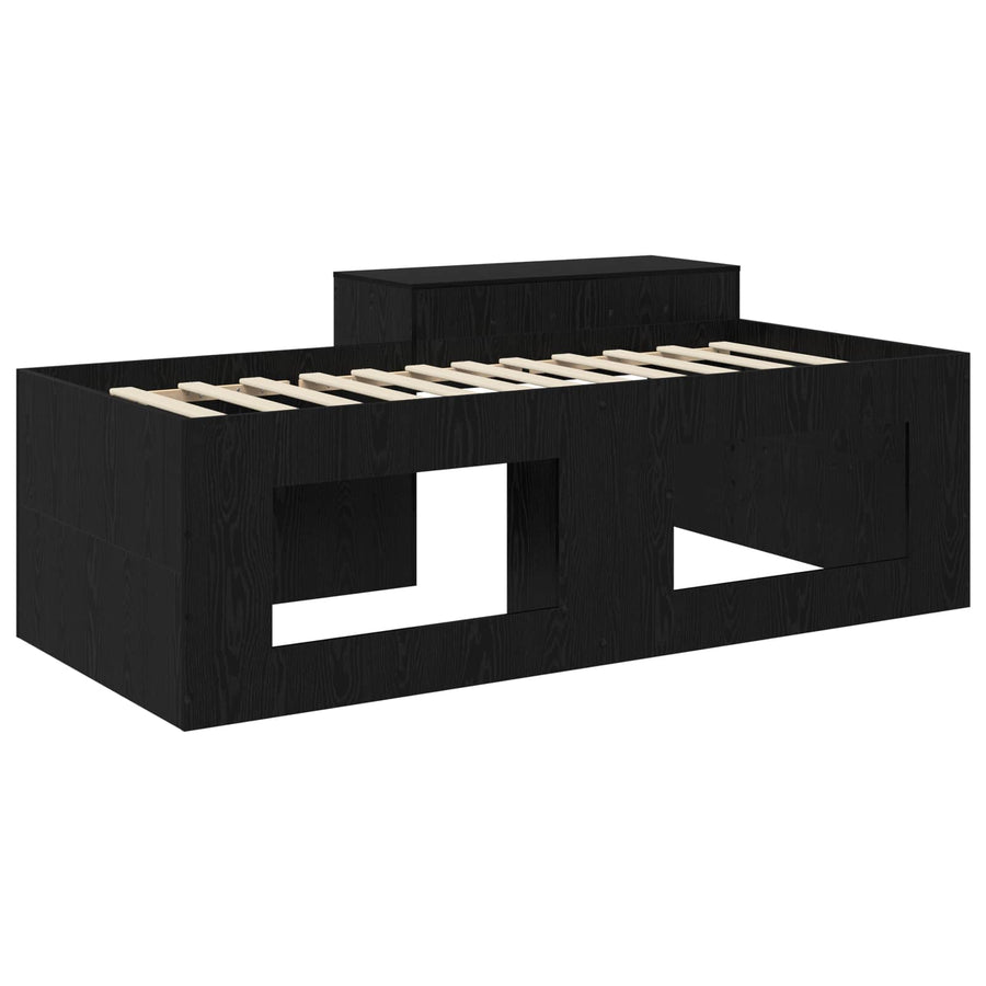Hoge Bed Frame met Bureau voor Kinderen Zwart 90 x 200 cm