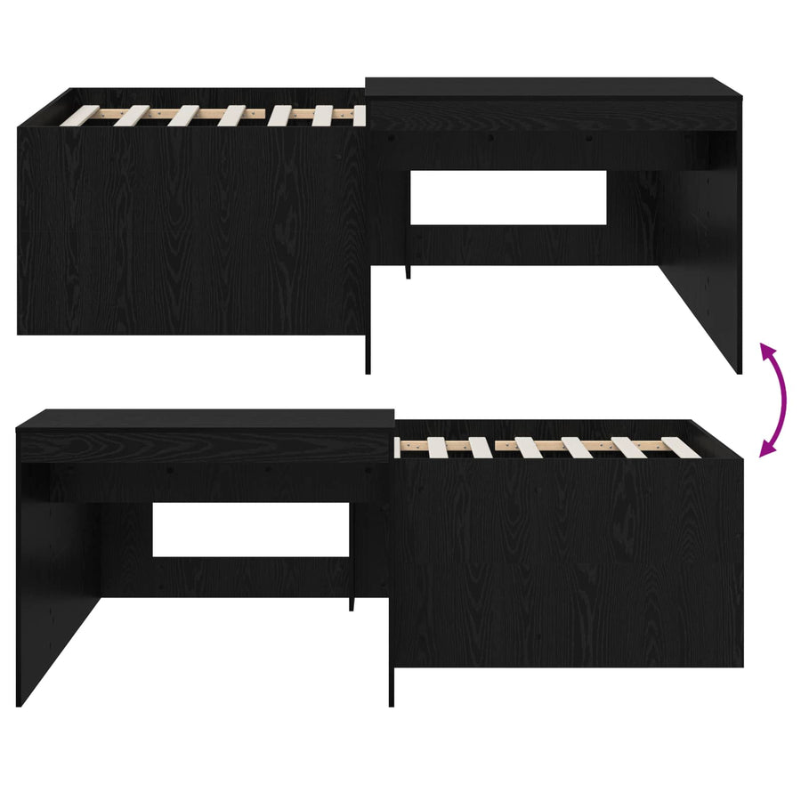 Hoge Bed Frame met Bureau voor Kinderen Zwart 90 x 200 cm