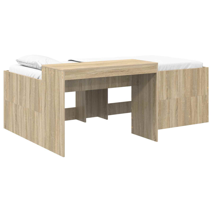 Hoge Bed Frame met Bureau voor Kinderen Sonoma Eiken