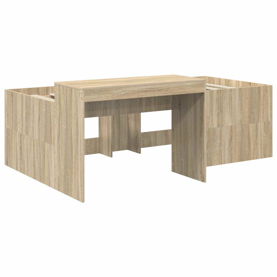 Hoge Bed Frame met Bureau voor Kinderen Sonoma Eiken