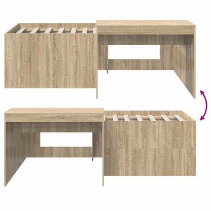 Hoge Bed Frame met Bureau voor Kinderen Sonoma Eiken
