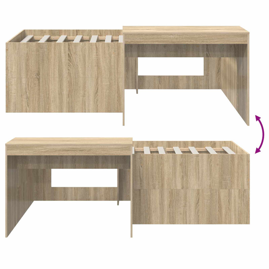 Hoge Bed Frame met Bureau voor Kinderen Sonoma Eiken