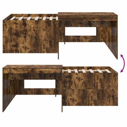 Hoge Bed Frame met Bureau voor Kinderen Gerookt eiken