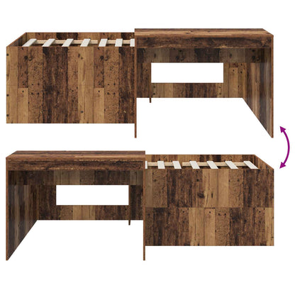 Hoge Bed Frame met Bureau voor Kinderen Oud hout 90 x 200 cm