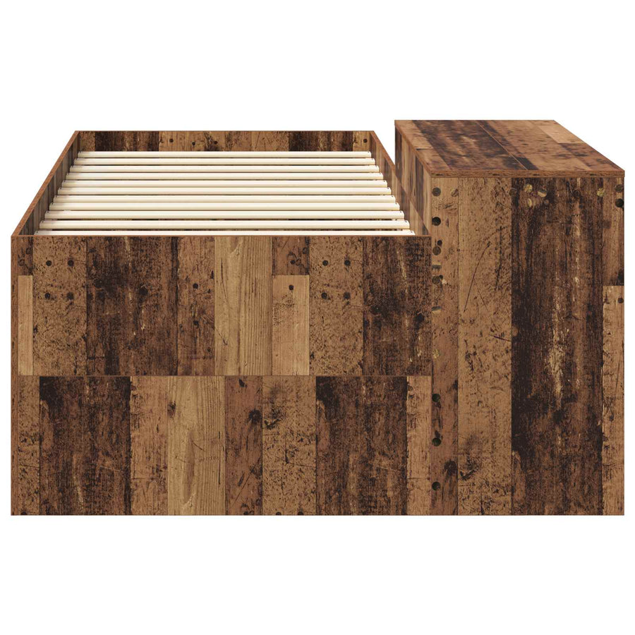 Hoge Bed Frame met Bureau voor Kinderen Oud hout 90 x 200 cm