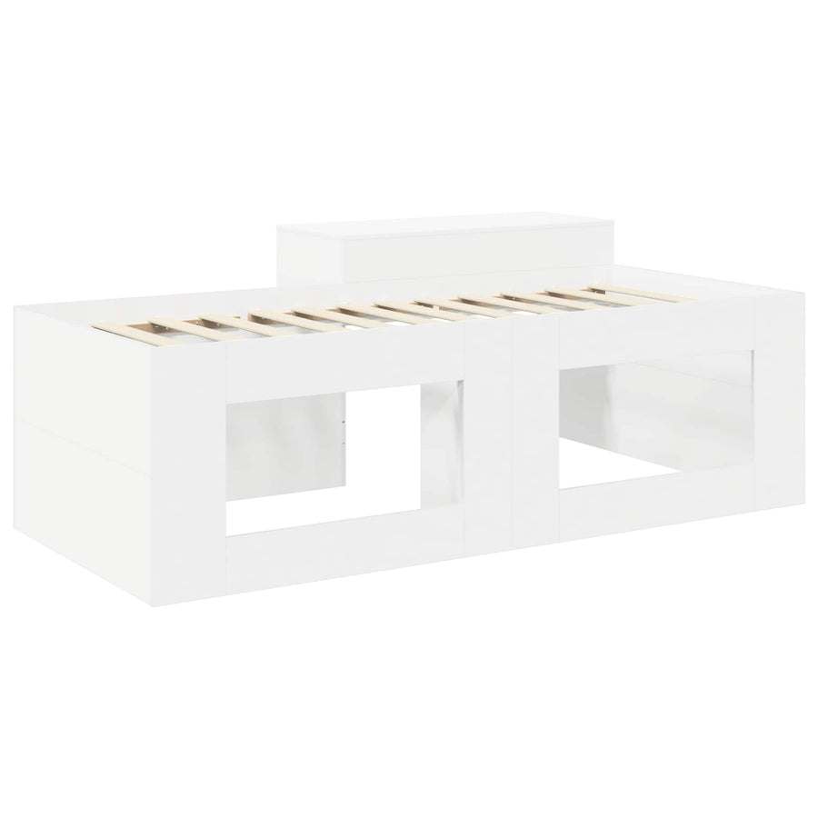 Hoge Bed Frame met Bureau voor Kinderen Wit 98.5 x 200 cm