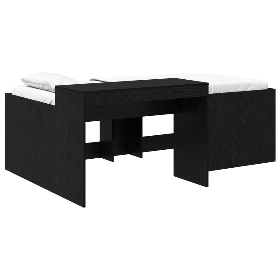 Hoge Bed Frame met Bureau voor Kinderen Zwart 98.5 x 200 cm