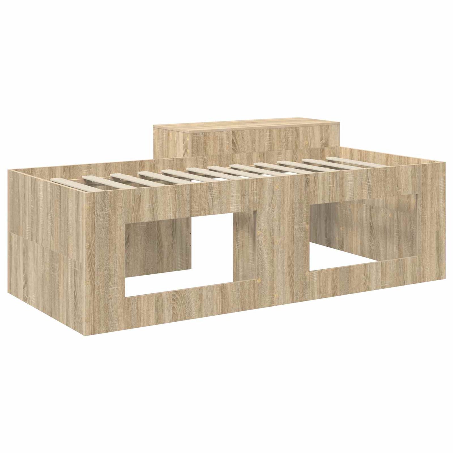 Hoge Bed Frame met Bureau voor Kinderen Sonoma Eiken
