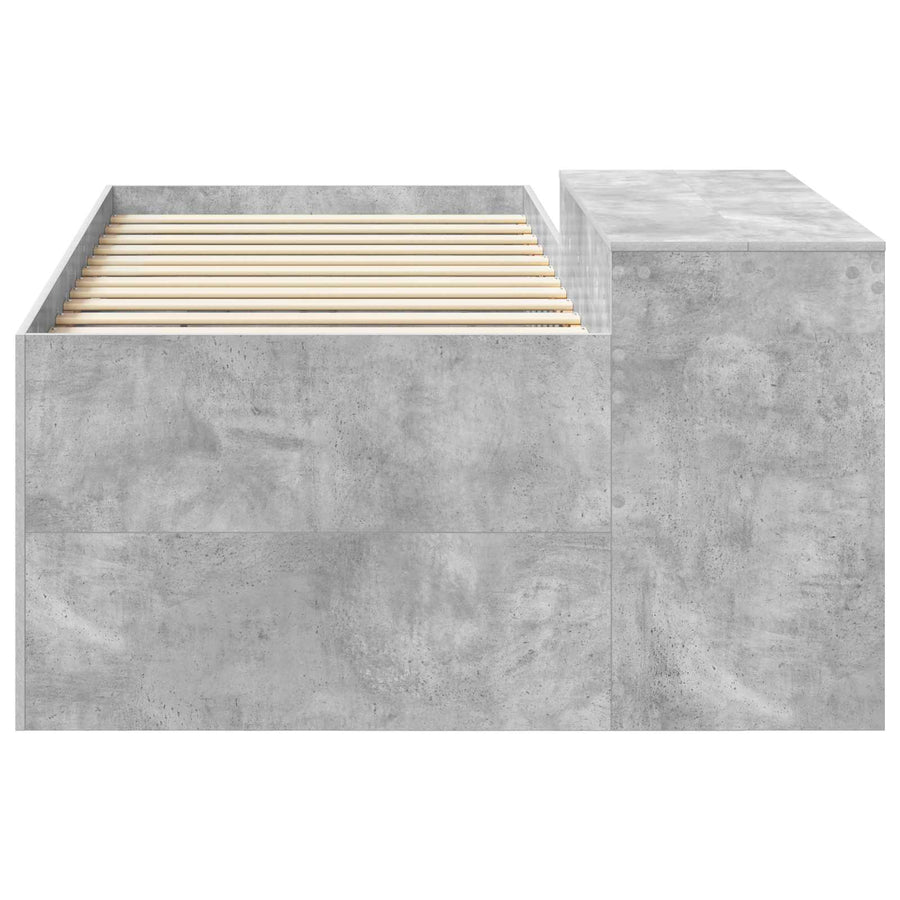 Hoge Bed Frame met Bureau voor Kinderen Betongrijs Bewerkt hout