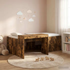 Kinderbed met bureau 203x142x61 cm bewerkt hout gerookt eiken