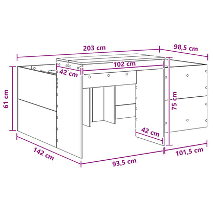 Hoge Bed Frame met Bureau voor Kinderen Grijs Sonoma