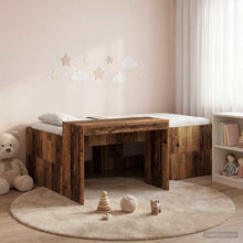 Hoge Bed Frame met Bureau voor Kinderen Oud hout 98.5 x 200 cm