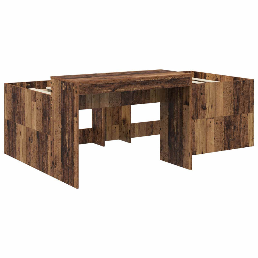Hoge Bed Frame met Bureau voor Kinderen Oud hout 98.5 x 200 cm