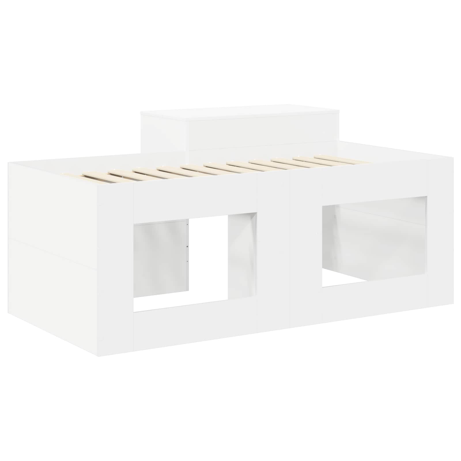 Hoge Bed Frame met Bureau voor Kinderen Wit Bewerkt hout